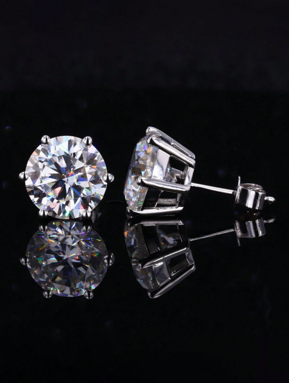 Sparkling Moissanite Stud Earrings | S925 Sterling Silver