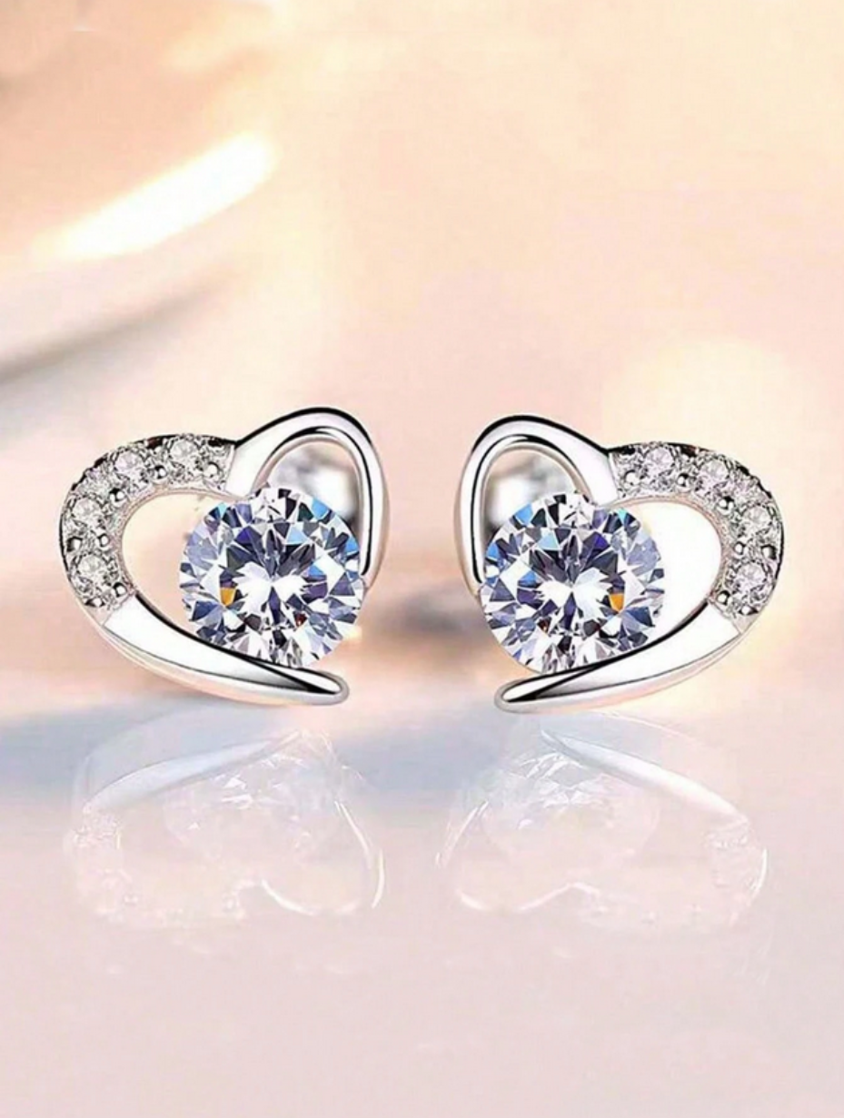 Peach Heart Stud Earrings | S925 Sterling Silver