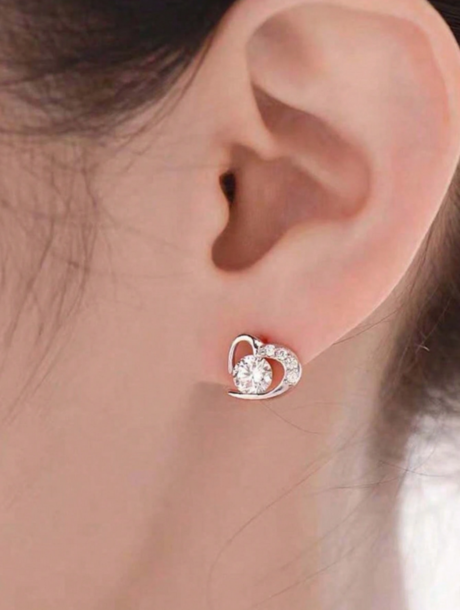 Peach Heart Stud Earrings | S925 Sterling Silver
