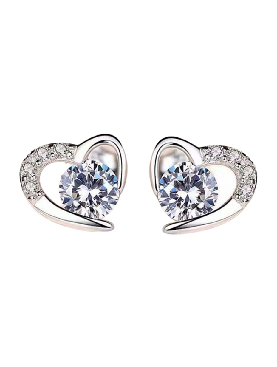 Peach Heart Stud Earrings | S925 Sterling Silver