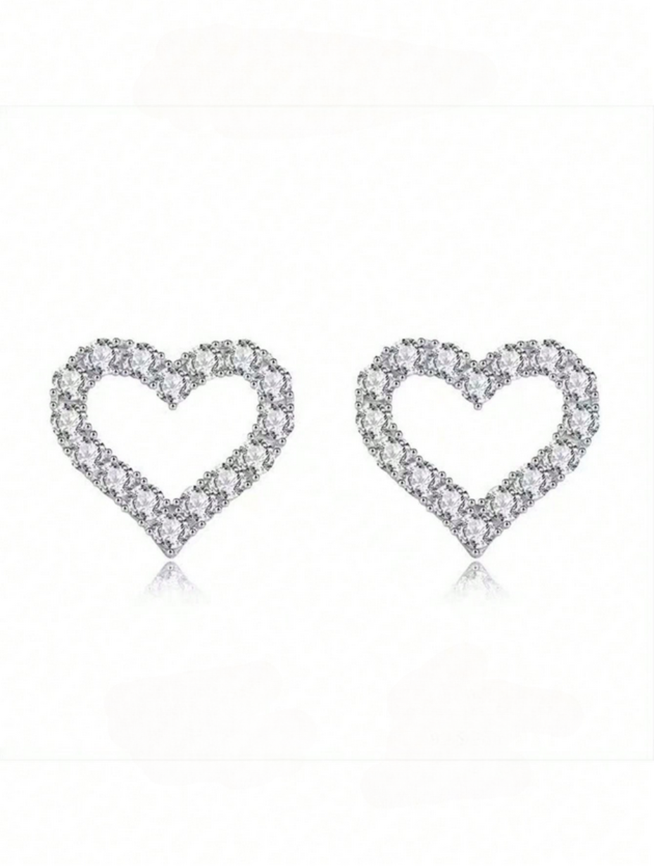 Moissanite Heart-Shaped Earrings | S925 Sterling Silver