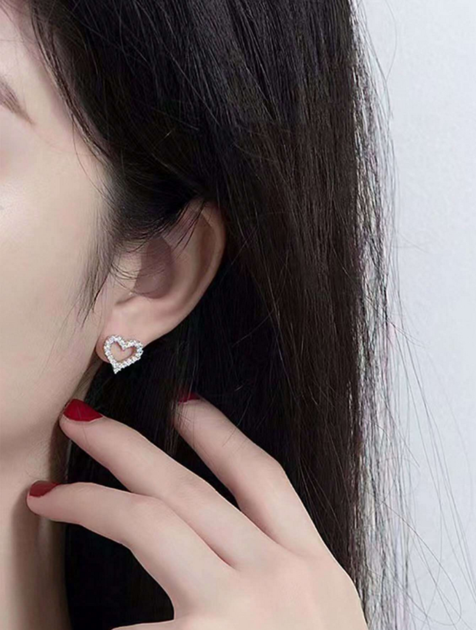 Moissanite Heart-Shaped Earrings | S925 Sterling Silver