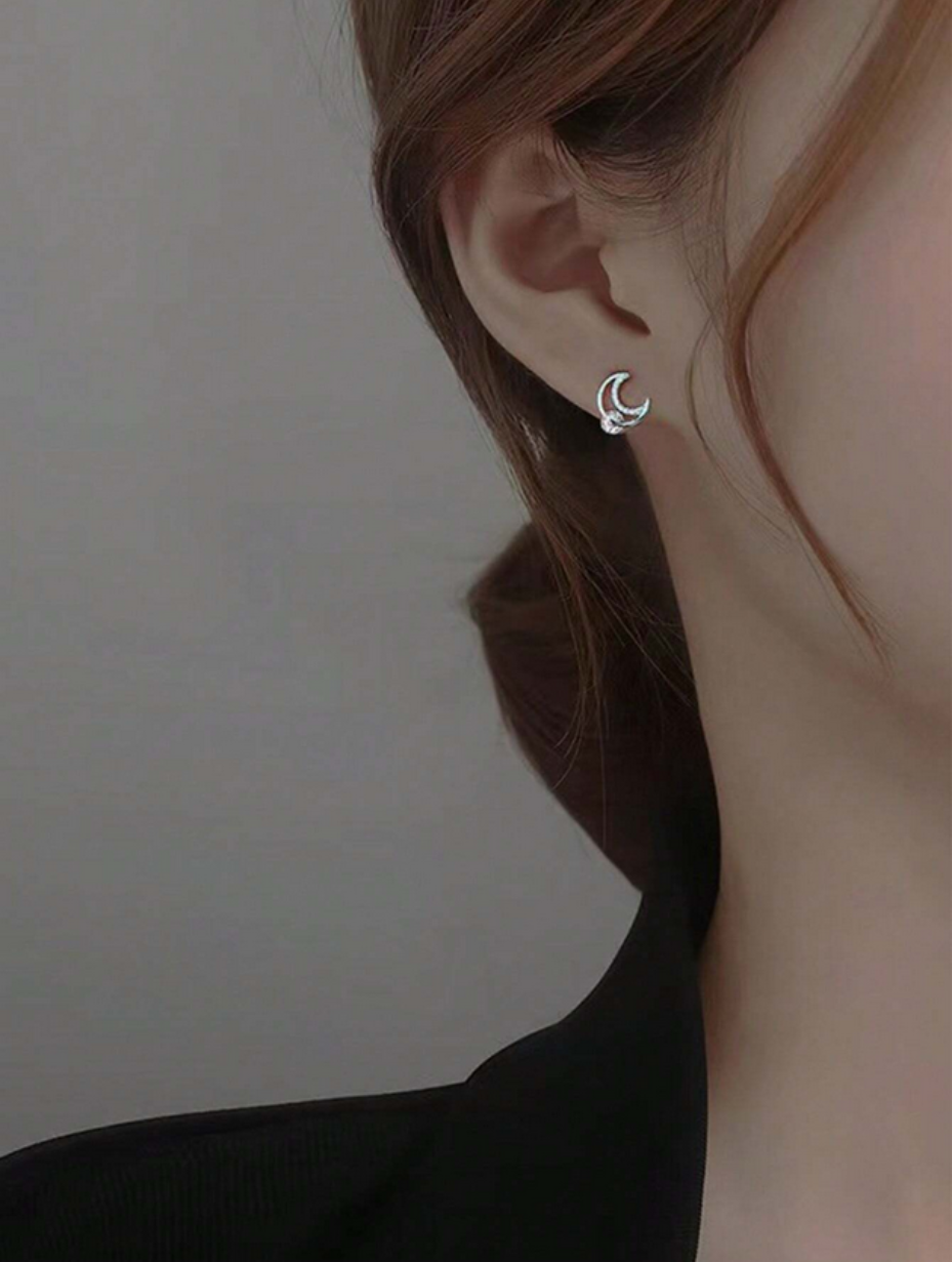 Star & Moon Moissanite Earrings | S925 Sterling Silver