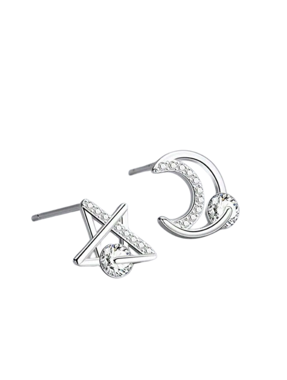 Star & Moon Moissanite Earrings | S925 Sterling Silver