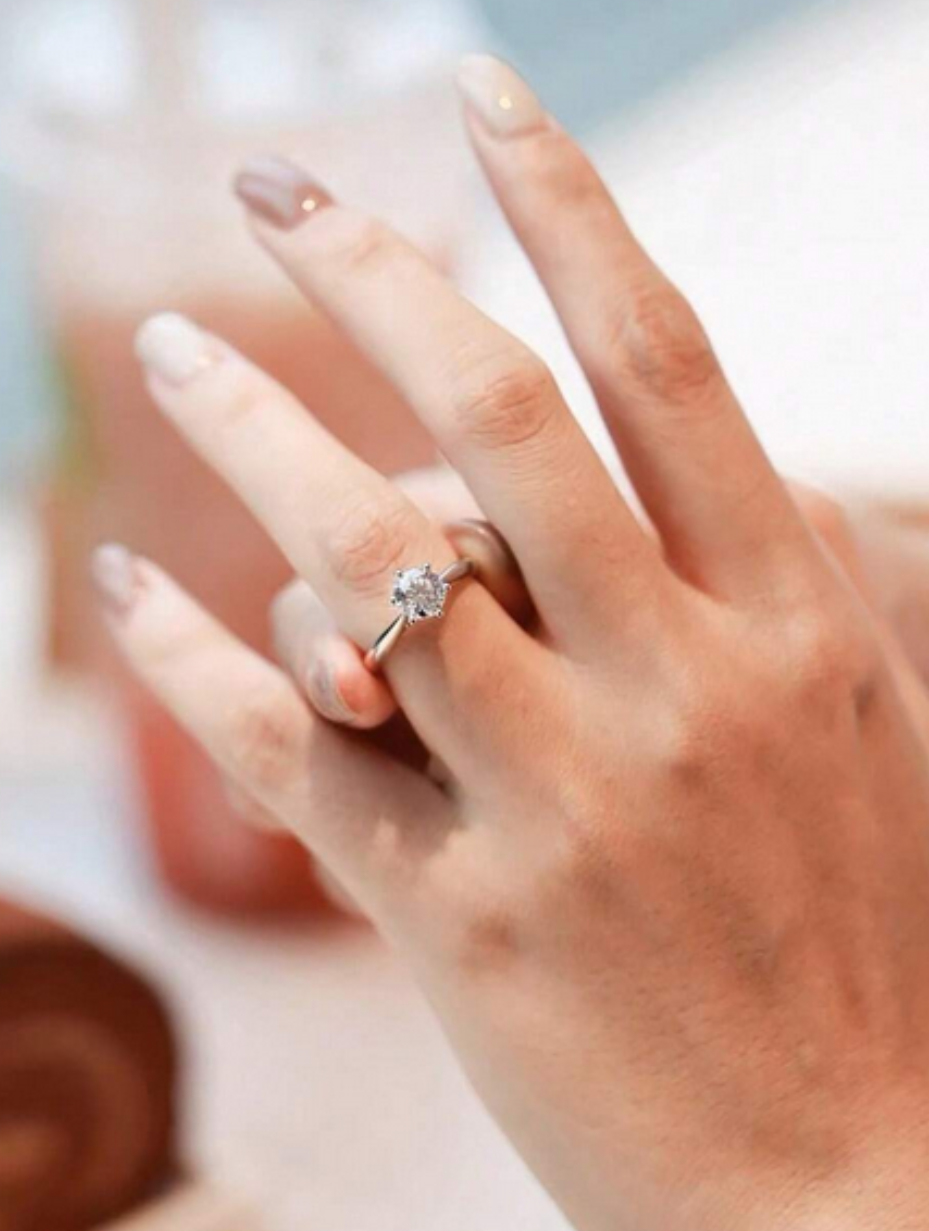 Moissanit Seksbenet Solitairering | S925 Sterling Sølv