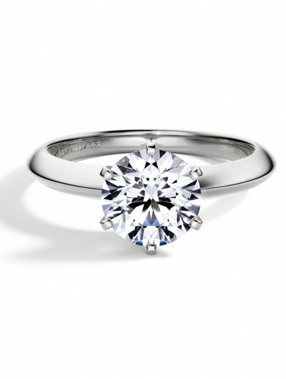 Moissanit Seksbenet Solitairering | S925 Sterling Sølv