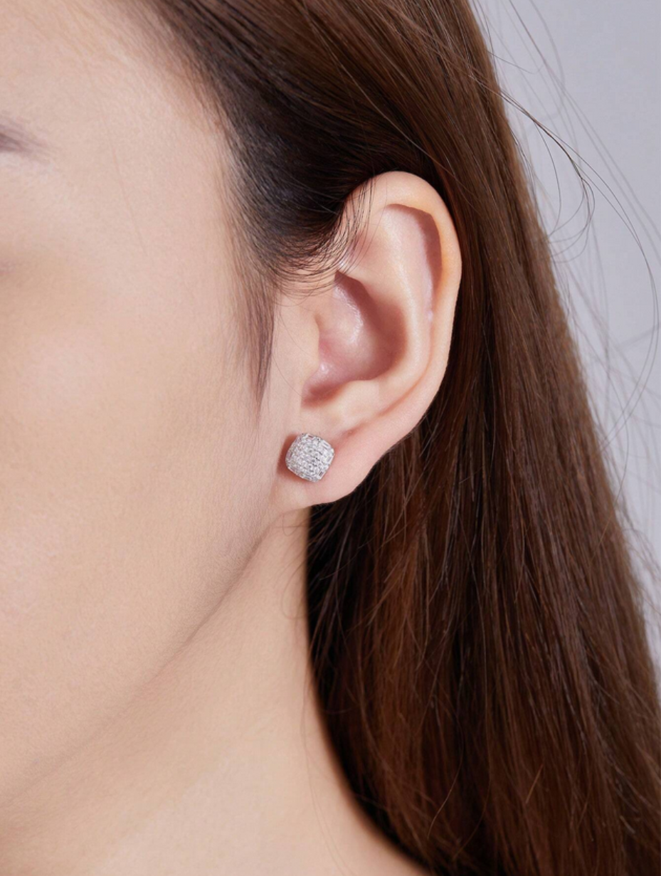 Cushion Cut Moissanite Stud Earrings | S925 Sterling Silver