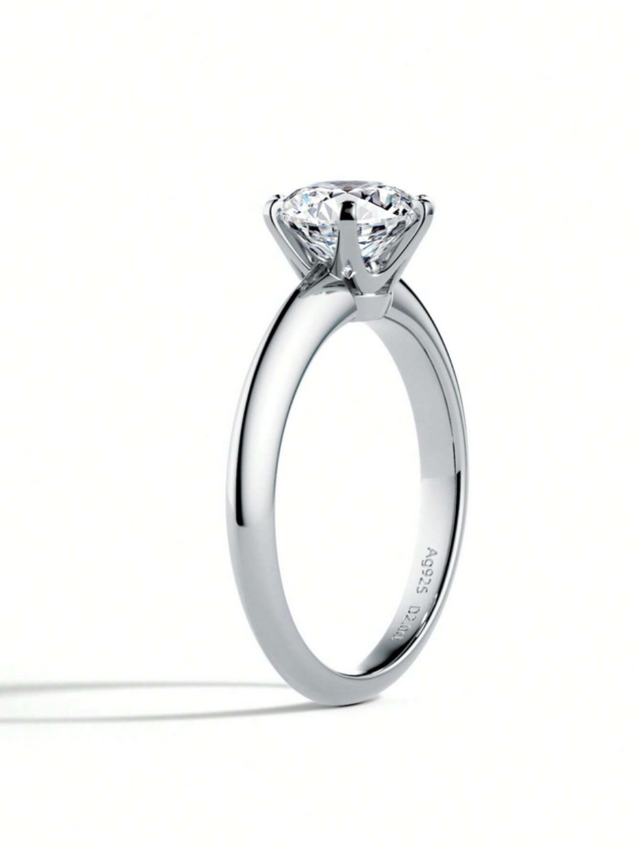 Moissanit Seksbenet Solitairering | S925 Sterling Sølv