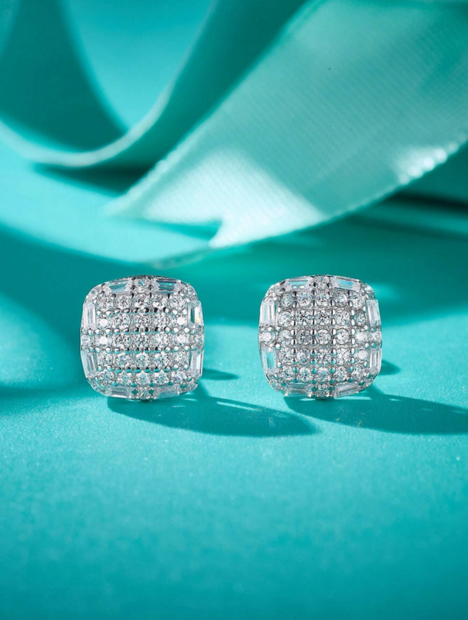 Cushion Cut Moissanite Stud Earrings | S925 Sterling Silver