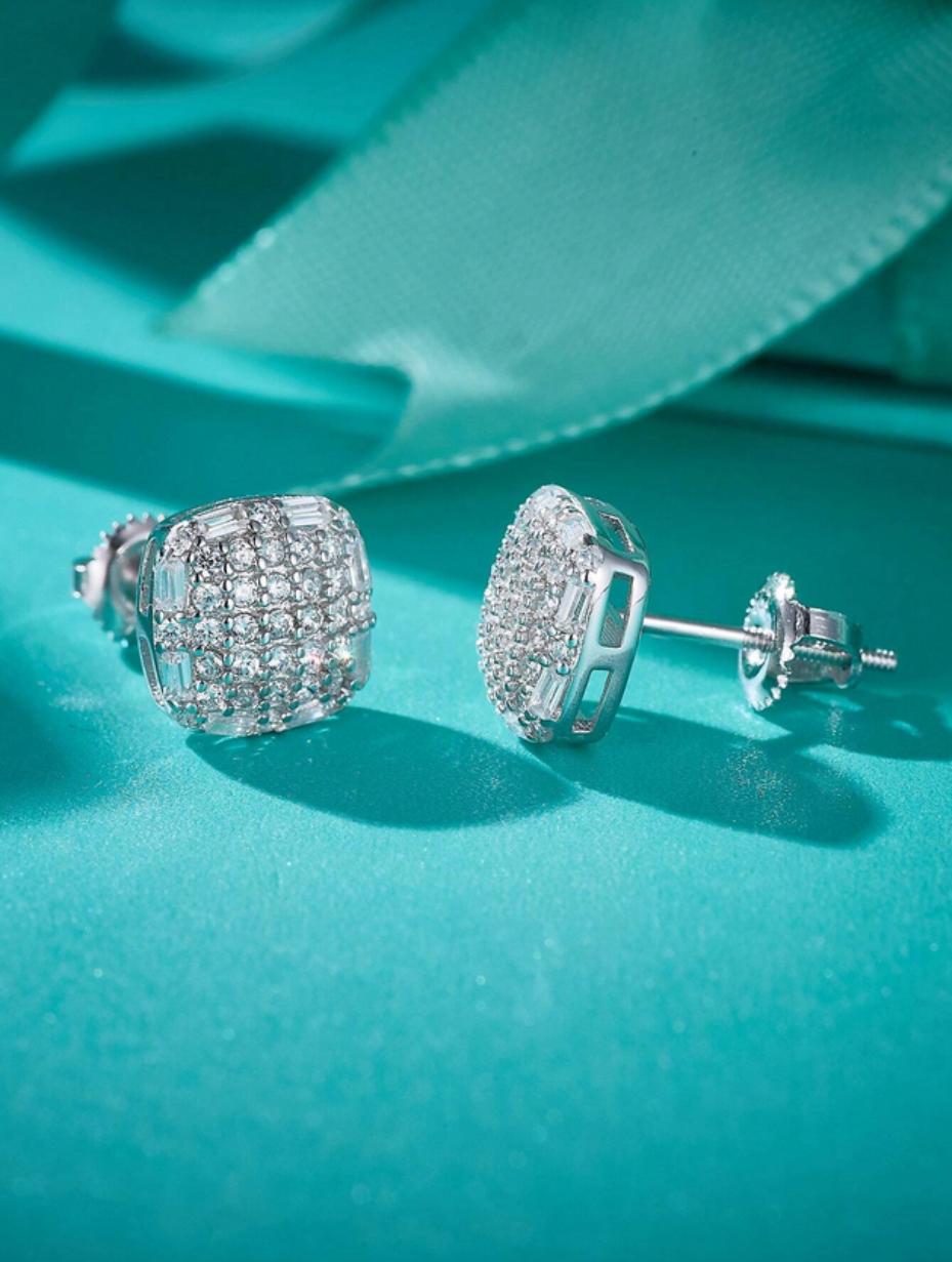 Cushion Cut Moissanite Stud Earrings | S925 Sterling Silver