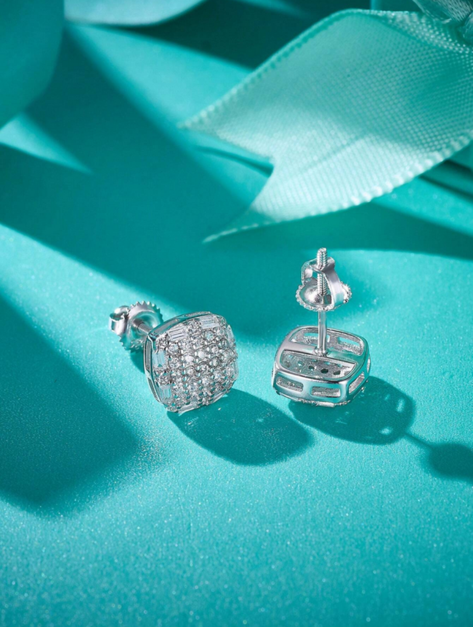 Cushion Cut Moissanite Stud Earrings | S925 Sterling Silver