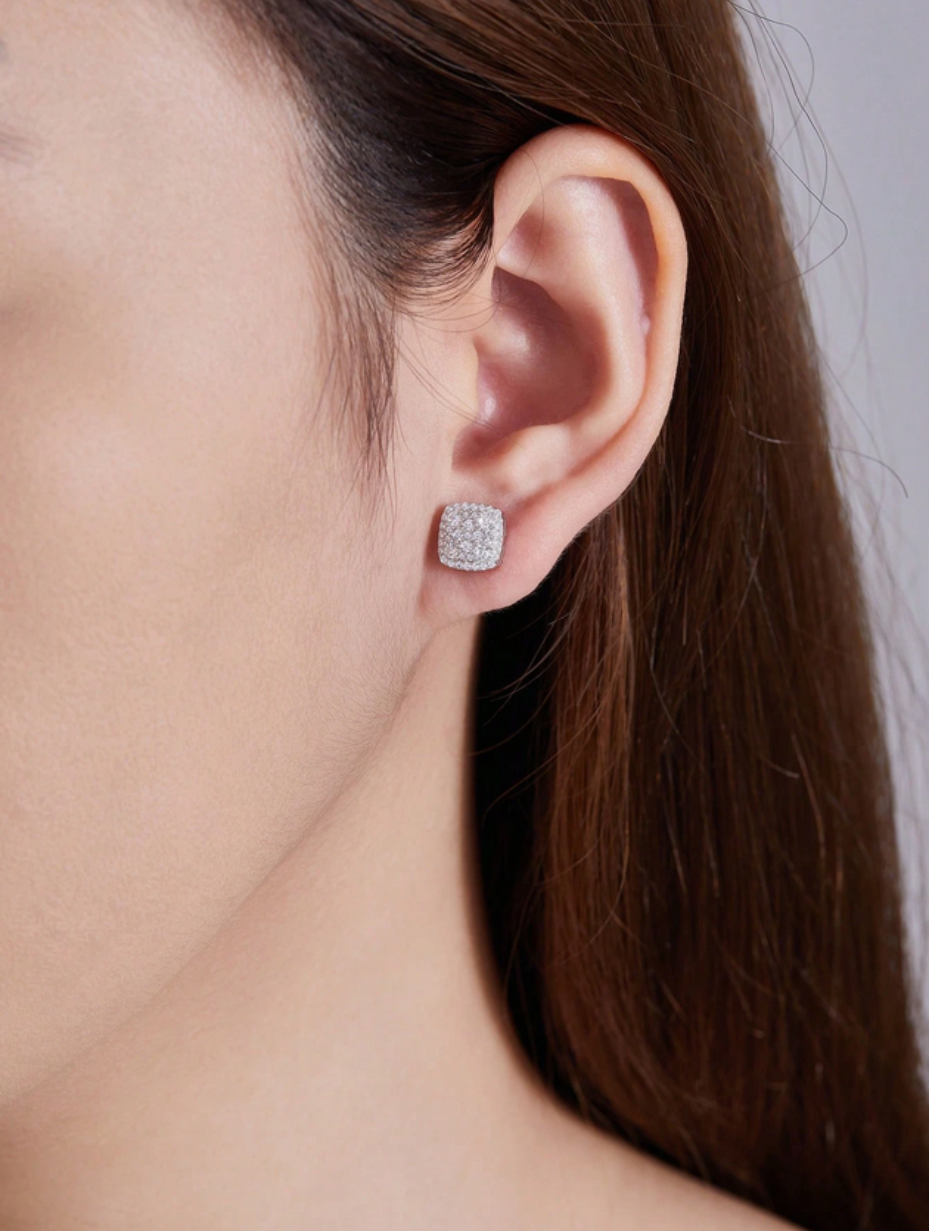 Cushion Moissanite Stud Earrings | S925 Sterling Silver
