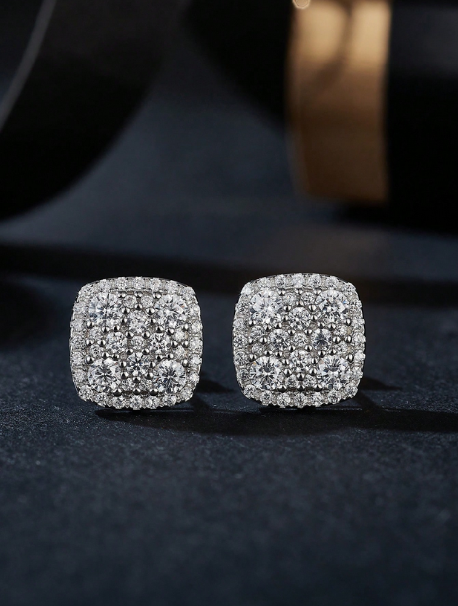 Cushion Moissanite Stud Earrings | S925 Sterling Silver