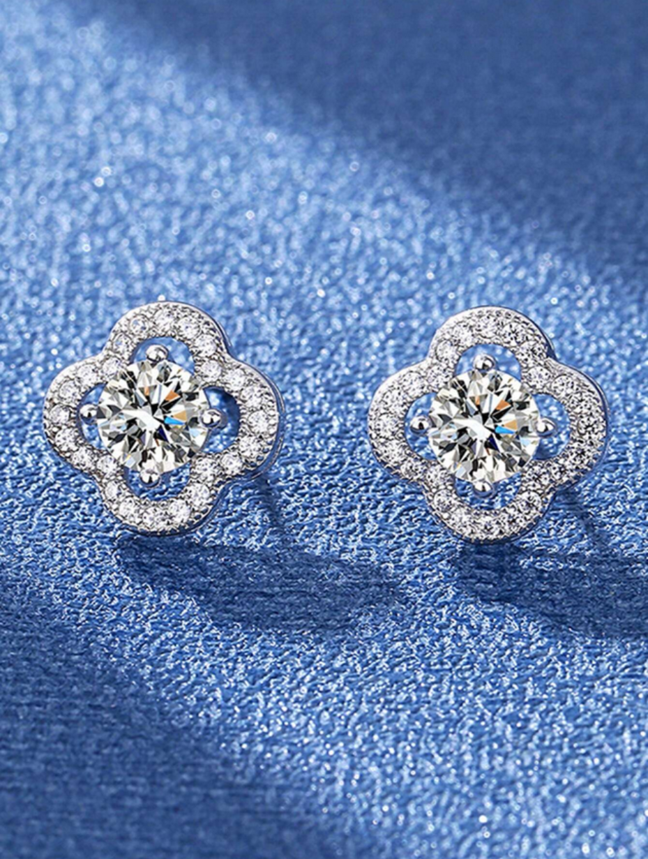 Firkløver Moissanit Øreringe | S925 Sterling Sølv