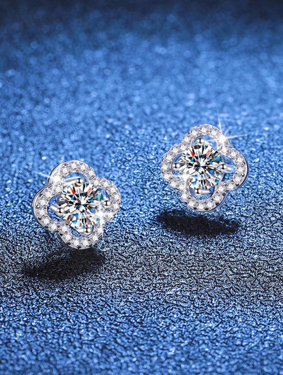 Firkløver Moissanit Øreringe | S925 Sterling Sølv