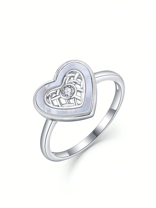 Heart Shell Moissanite Ring | Sterling Silver Beauty