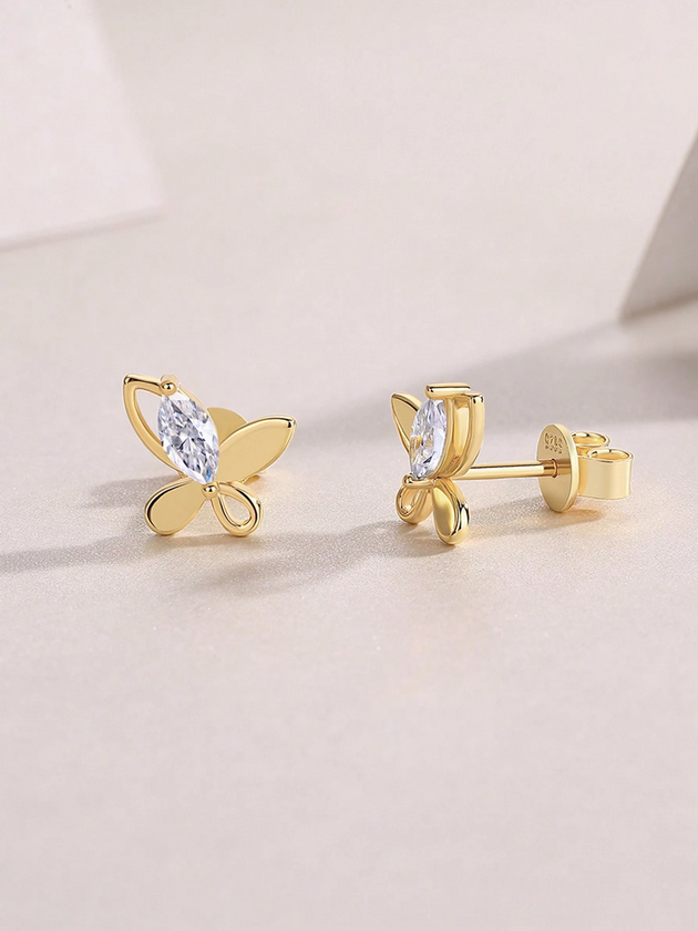 Moissanite Øreringe med Flere Rækker | 925 Sølv Belagt med 18K Guld