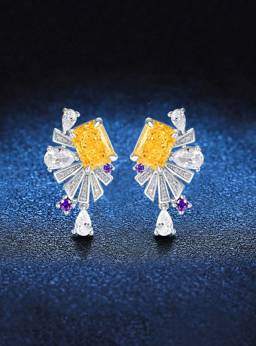 Radiant Sunset Lab Grown Diamond Earrings | S925 Sterling Silver