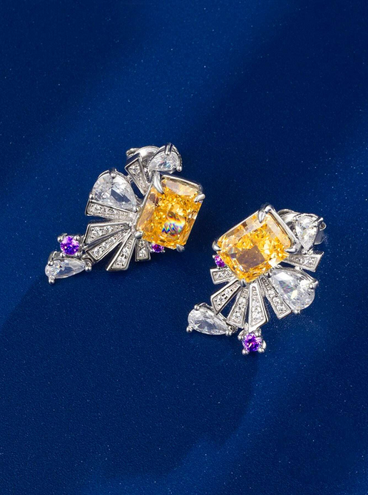 Radiant Sunset Lab Grown Diamond Earrings | S925 Sterling Silver