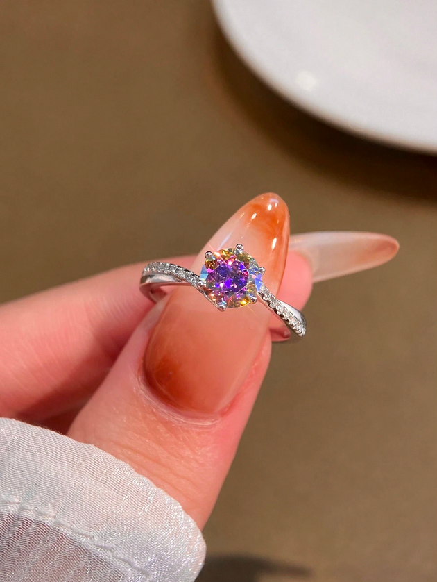 Luksuriøs Snoet Moissanit Ring | S925 Sterlingsølv Modesmykker