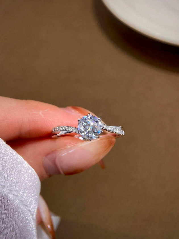 Luksuriøs Snoet Moissanit Ring | S925 Sterlingsølv Modesmykker