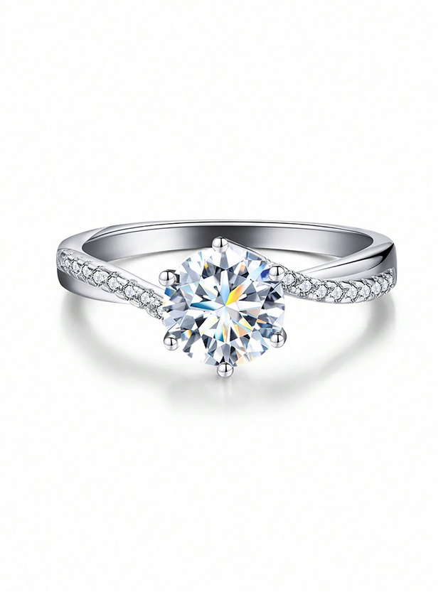 Luksuriøs Snoet Moissanit Ring | S925 Sterlingsølv Modesmykker