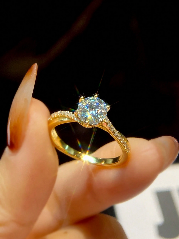 Luksuriøs Snoet Moissanit Ring | S925 Sterlingsølv Modesmykker