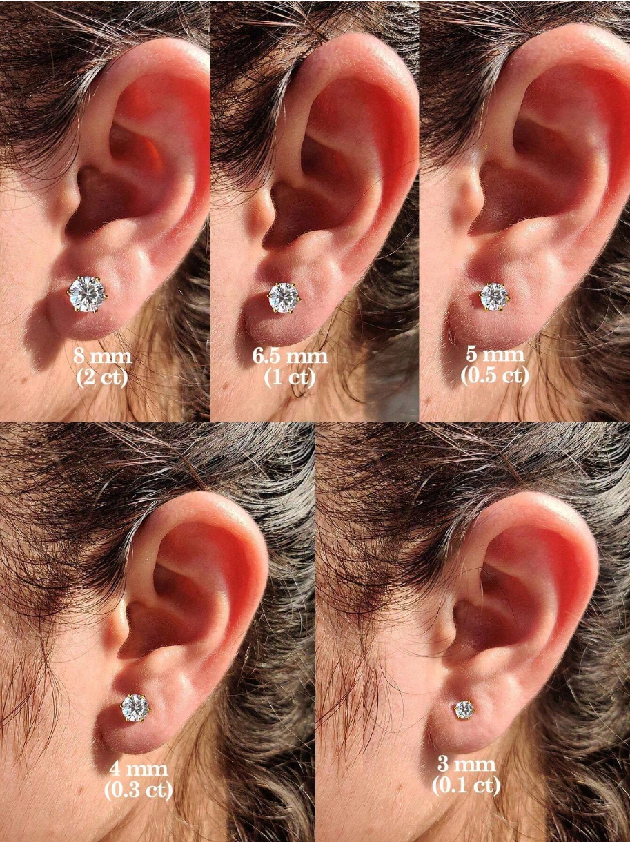 1 Pair 0.1ct-2ct Six-Claw Moissanite Earrings | S925 Silver Stud
