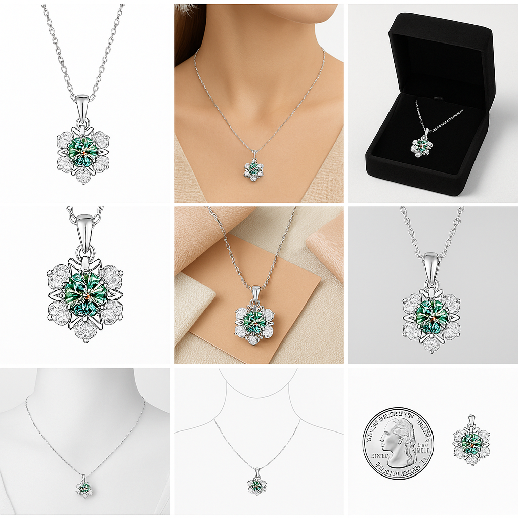 Moissanite Snefnug Grøn Sten Halskæde | Elegant og Tidløs Smykkegave