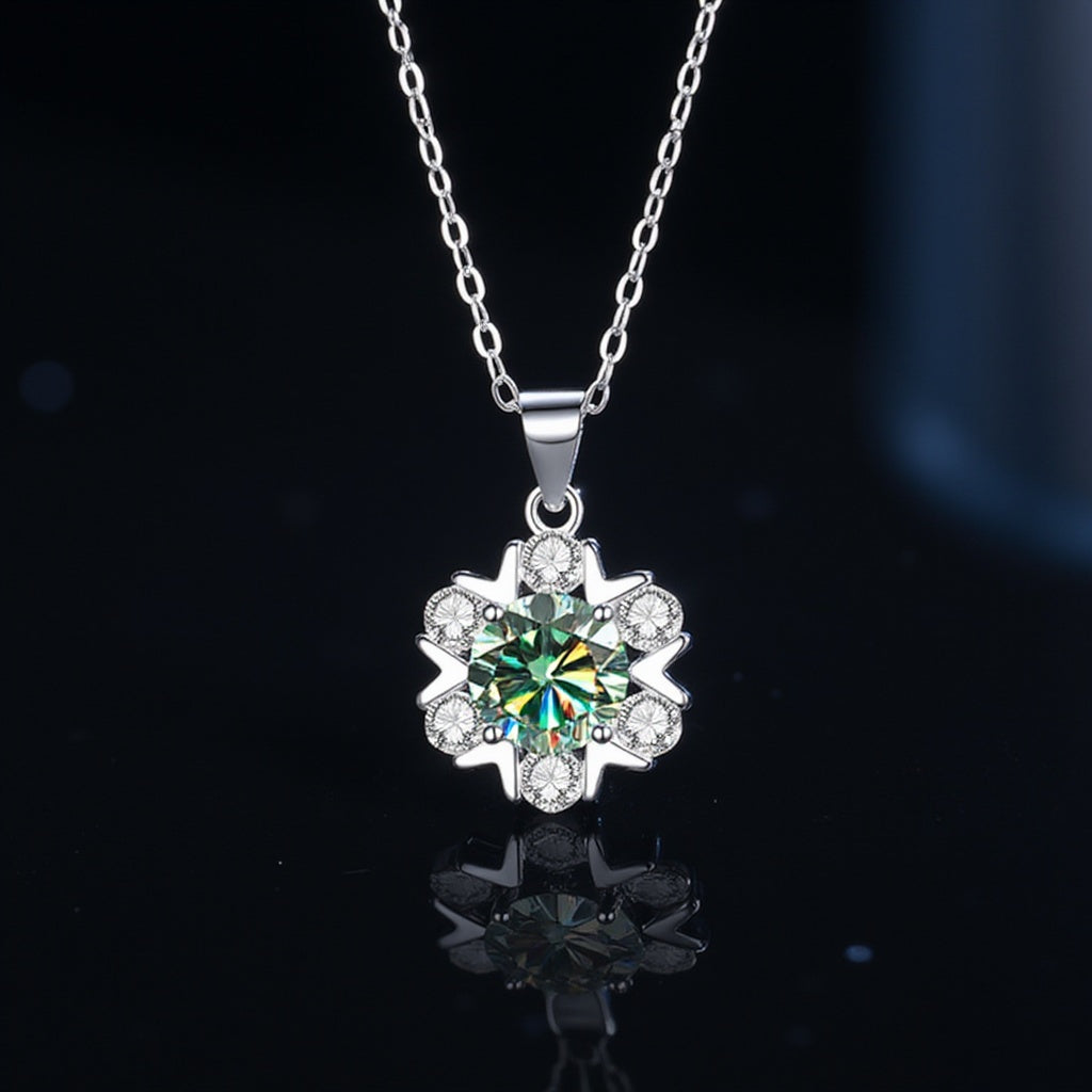 Moissanite Snefnug Grøn Sten Halskæde | Elegant og Tidløs Smykkegave