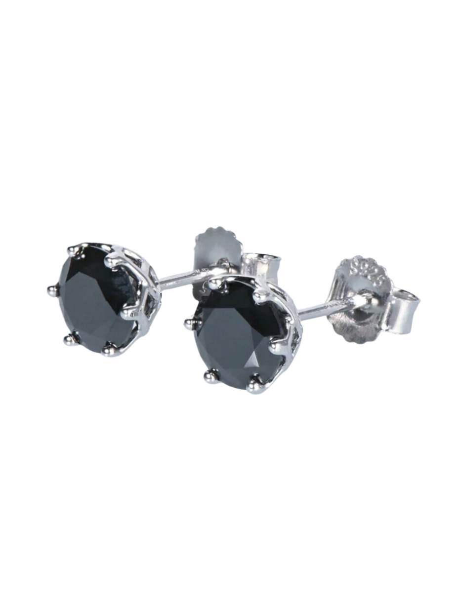 Fashionable 925 Sterling Silver Black Moissanite Earrings 