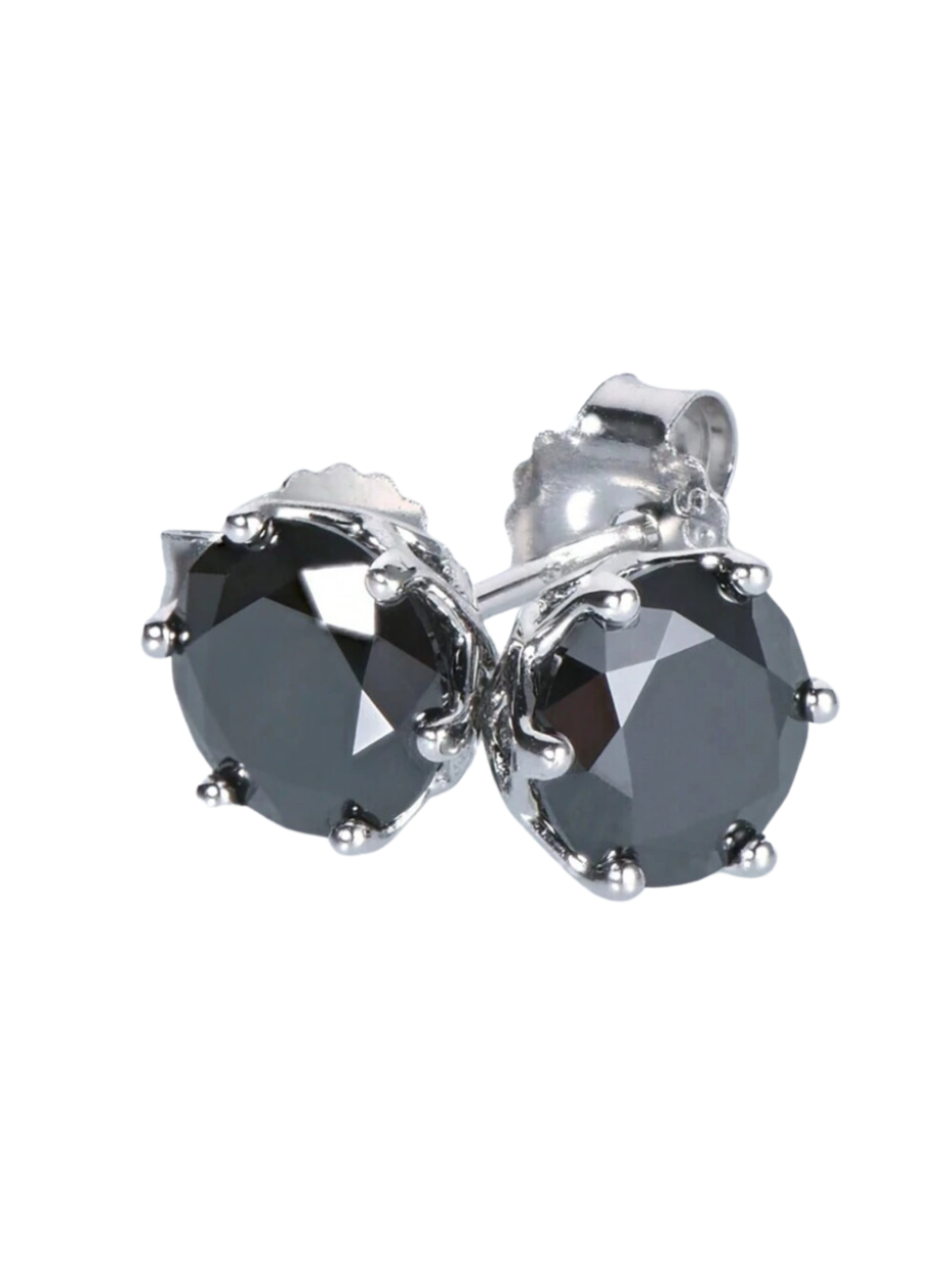 Fashionable 925 Sterling Silver Black Moissanite Earrings 