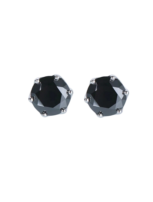 Fashionable 925 Sterling Silver Black Moissanite Earrings 