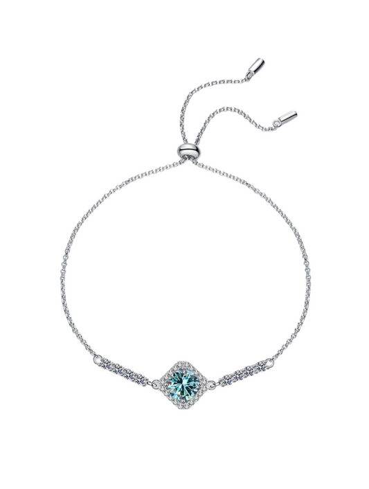 Aqua Elegance Bracelet | Blue Moissanite S925 Sterling Silver