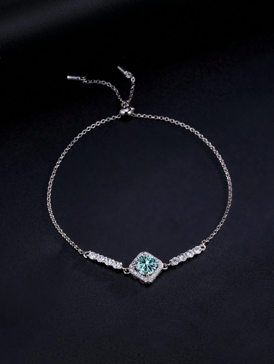 Aqua Elegance Bracelet | Blue Moissanite S925 Sterling Silver