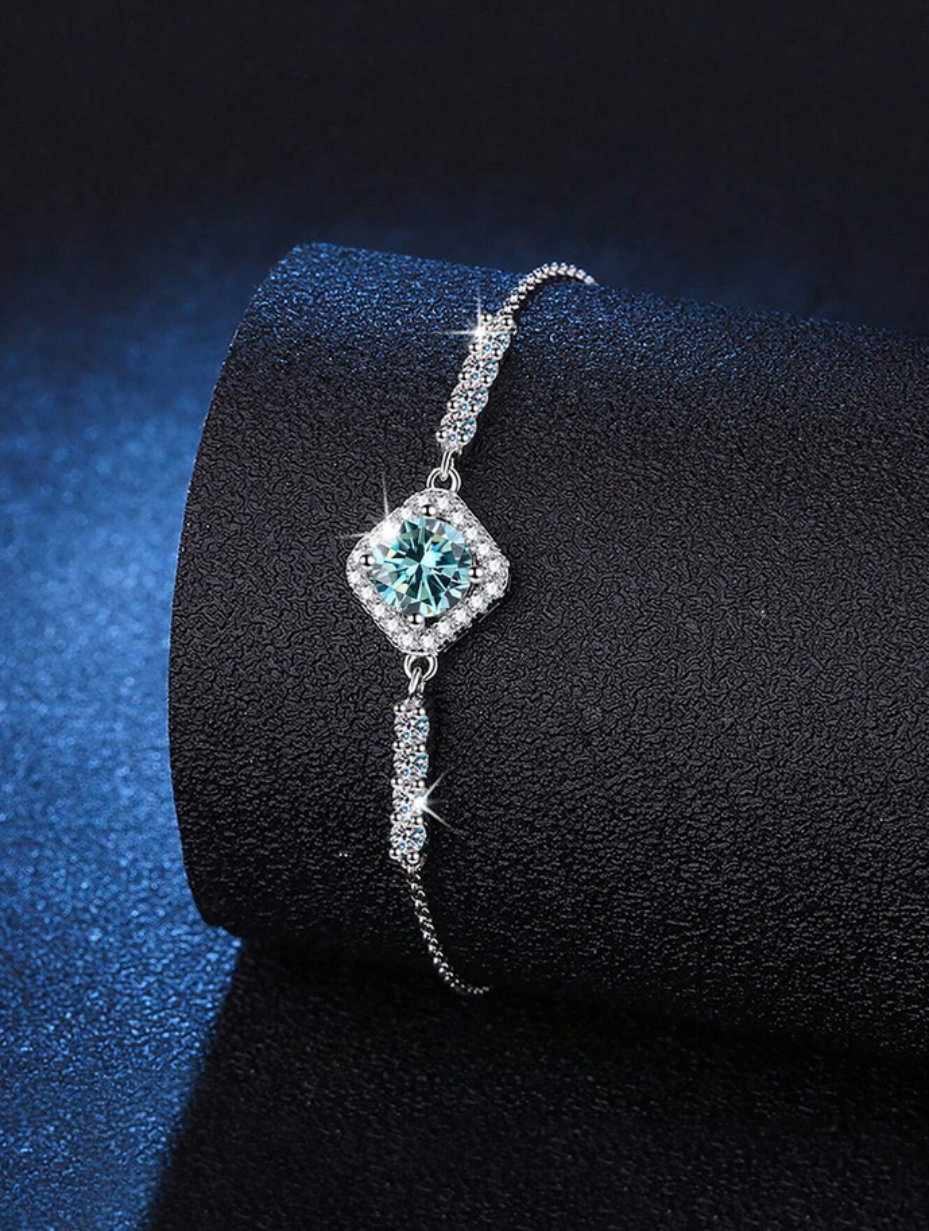 Aqua Elegance Bracelet | Blue Moissanite S925 Sterling Silver