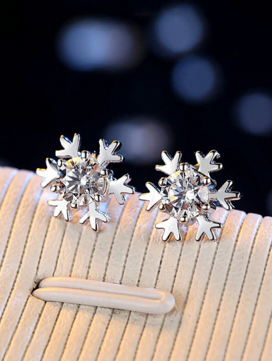 Snowflake Moissanite Stud Earrings | 925 Sterling Silver