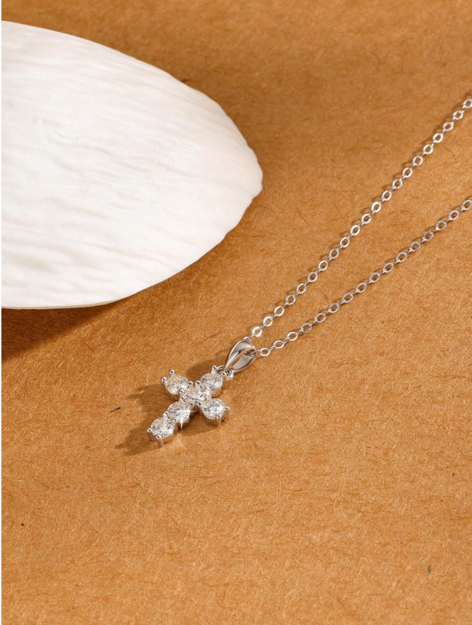 Moissanite Cross Necklace | S925 Sterling Silver