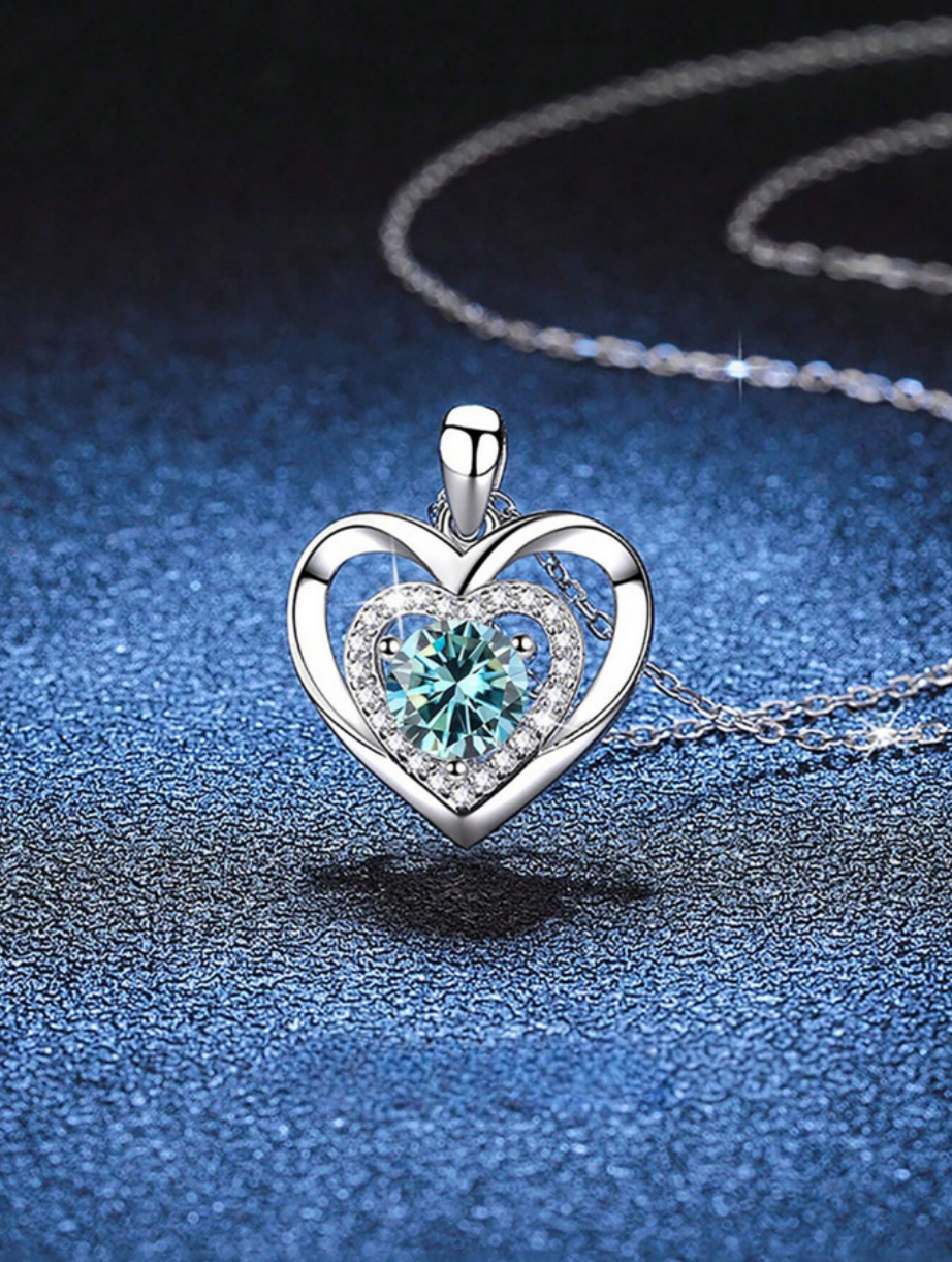 Moissanite Necklace With Heart Pendant | S925 Sterling Silver