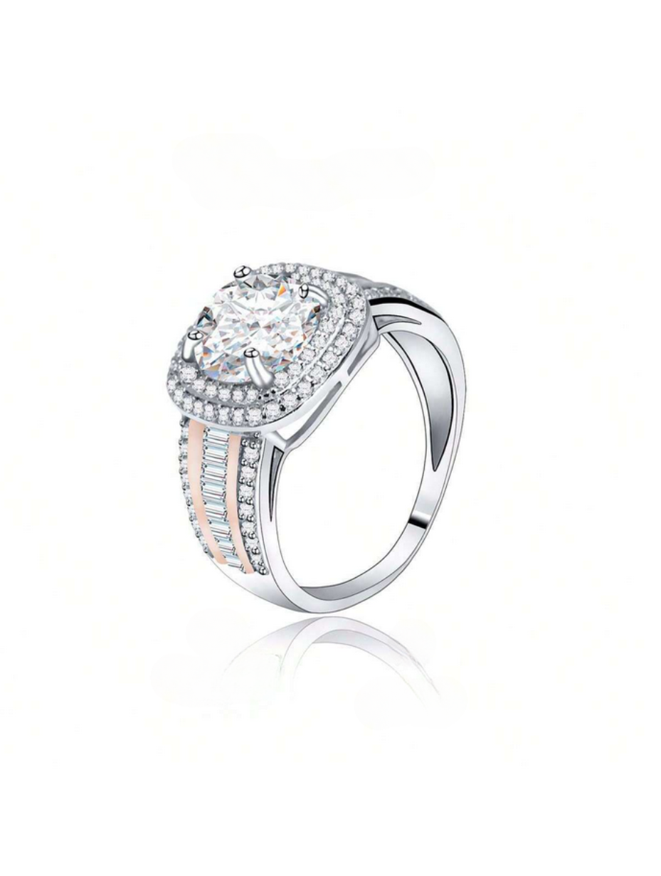 Moissanite Halo Ring | Classic S925 Sterling Silver