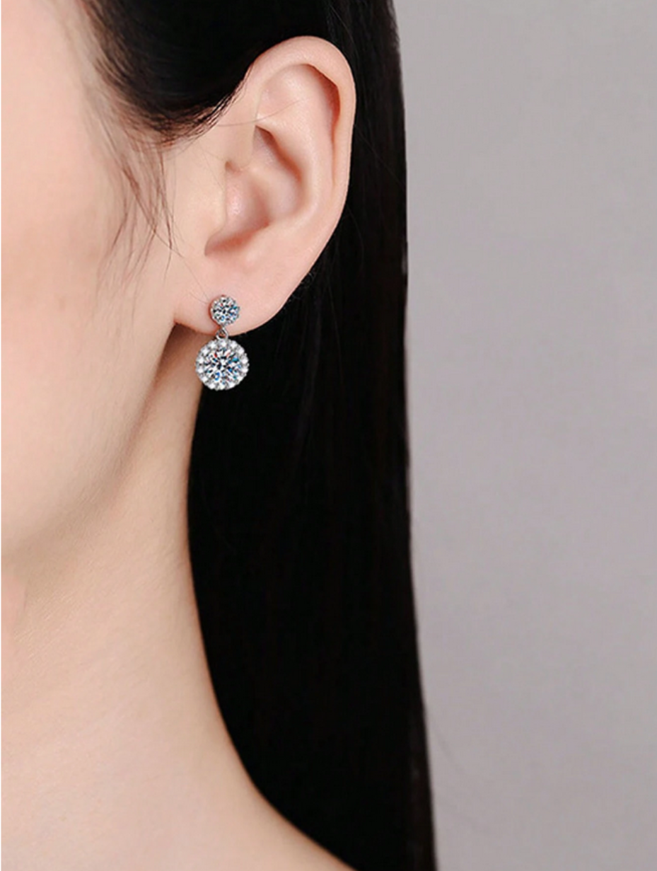 Moissanite Stud Earrings | Luxurious S925 Sterling Silver