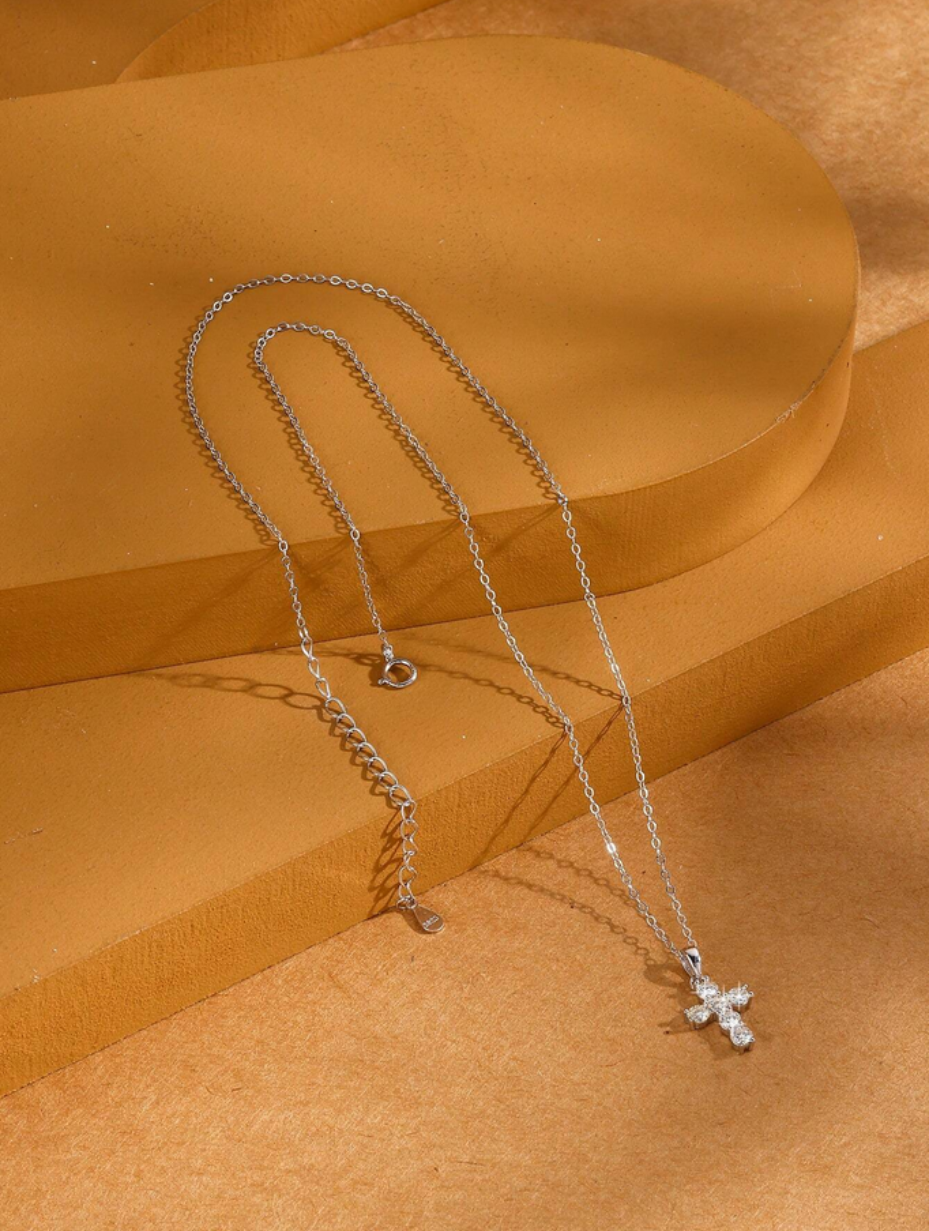 Moissanite Cross Necklace | S925 Sterling Silver