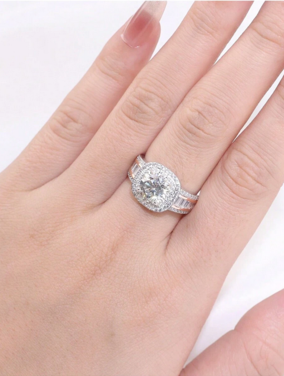 Moissanite Halo Ring | Classic S925 Sterling Silver