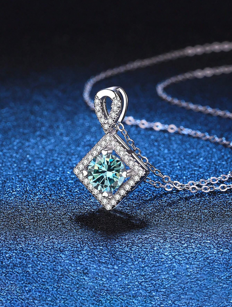 Aqua Elegance Moissanite Necklace | Versatile S925 Sterling Silver