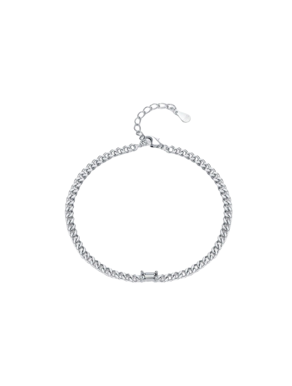 Baguette Cut Chain Bracelet | S925 Sterling Silver