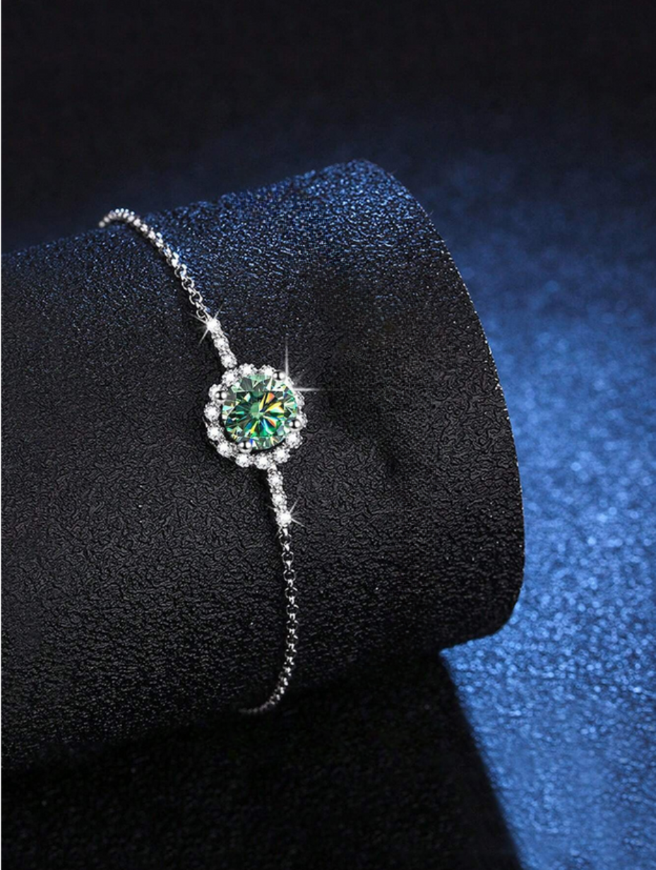 Emerald Elegance Moissanite Bracelet | S925 Sterling Silver