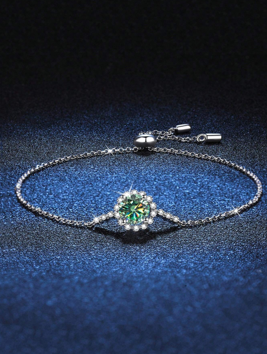 Emerald Elegance Moissanite Bracelet | S925 Sterling Silver