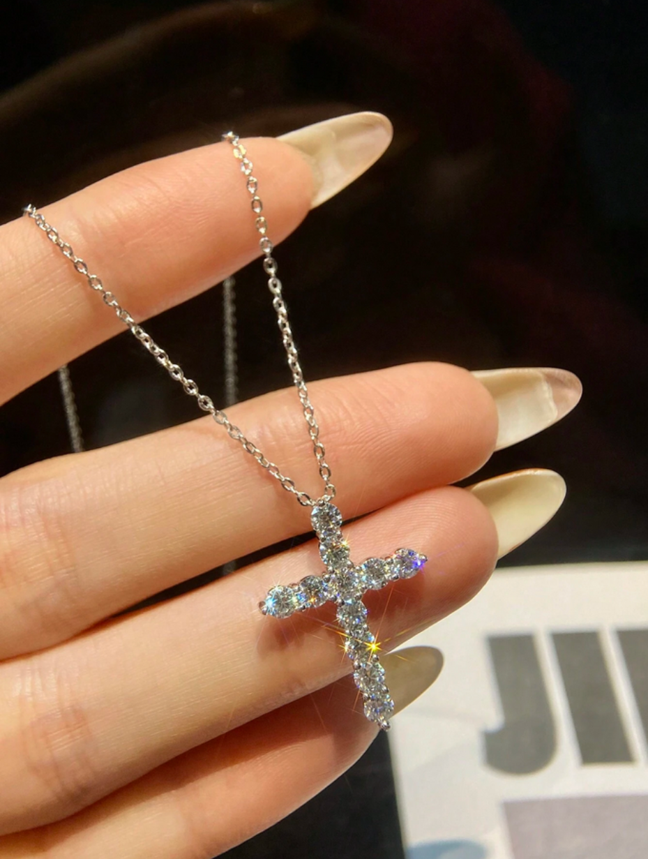 Eternal Cross Moissanite Necklace | Luxury S925 Sterling Silver