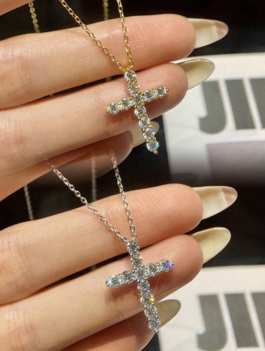 Eternal Cross Moissanite Necklace | Luxury S925 Sterling Silver