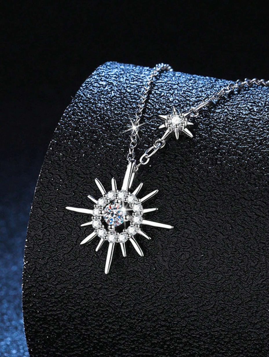 Celestial Moissanite Tassel Pendant Necklace | S925 Sterling Silver